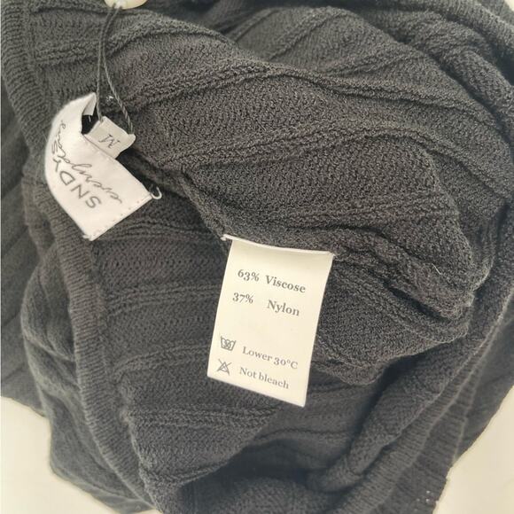 SNDYS Everyday Lounge x Revolve Baha Ribbed Knit Wide Leg Pants Black Medium NWT - Picture 12 of 16